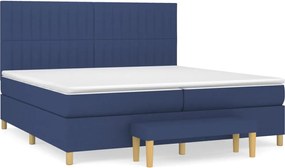 vidaXL Pat box spring cu saltea, albastru, 200x200 cm, textil