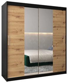Dulap de haine 180 cm Toki 1 (negru mat + stejar artisan). 1064921