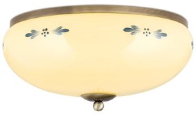 Plafoniera clasica Landhaus 35cm alama antique/ sticla champagne decor albastru