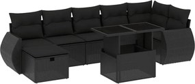vidaXL Set mobilier de grădină cu perne, 8 piese, negru, poliratan