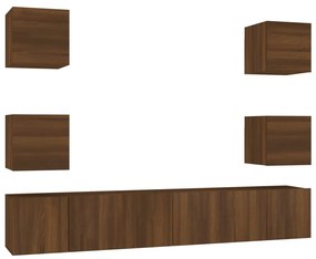 3120244 vidaXL Set comode TV, 7 piese, stejar maro, lemn compozit