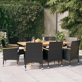 3103586 vidaXL Set mobilier de grădină cu perne, negru, 9 piese