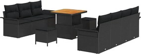 vidaXL Set de canapele pentru grădină cu pernă cu pernă 10 pcs Negru