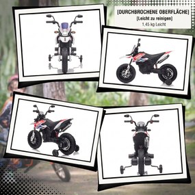 AIYAPLAY Motocicletă electrică pentru copii 12V, 37-96 luni, 2 motoare, roți ajutătoare detașabile, 30 kg, albă | Aosom Romania