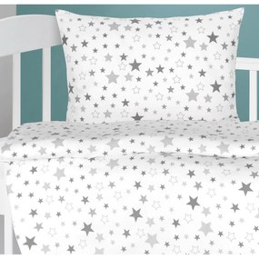 Lenjerie de pat pentru copii Bellatex din bumbac Agata Stars gri, 90 x 135 cm, 45 x 60 cm