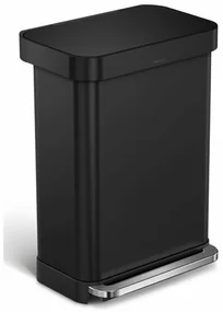 Simplehuman Coș dreptunghiular cu pedală cubuzunar pentru sac 55 l, negru