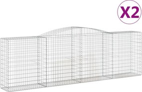 vidaXL Coșuri gabion arcuite 2 buc, 400x50x120/140 cm, fier galvanizat