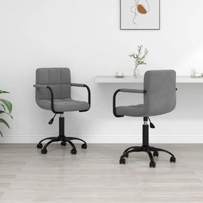 vidaXL Scaune de bucătărie pivotante, 2 buc, gri închis, catifea
