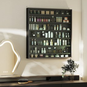 HOMCOM Dulap Tip Vitrină de Expoziție cu Rafturi Reglabile, Montată pe Perete, Negru | Aosom Romania