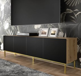 Masă TV 4D 200 Rowanna (Stejar artisan + Negru). 1125016