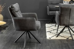 Set 2 scaune pivotante Big George, catifea/ tesatura antracit