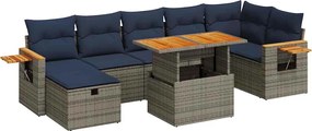 vidaXL Set canapele de grădină cu perne, 8 piese, gri, poliratan
