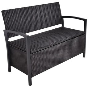 Bancă de grădină neagră din ratan artificial Ferrara – Garden Pleasure