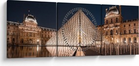 Tablou - Louvre noaptea (cu ceas) (90x30 cm)