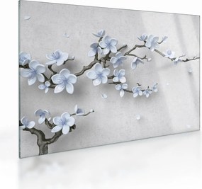 Tablou pe sticlă cu flori albastre (70x50 cm)