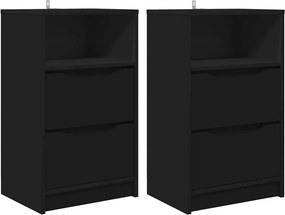 vidaXL Mese de noptieră 2 pcs Negru 40 x 30 x 467 cm Lemn compozit