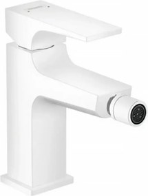 Baterie bideu Hansgrohe Metropol cu ventil Push-Open alb mat