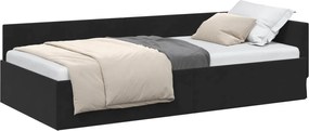 vidaXL Cadru de pat colțar cu headboard Negru 90 cm x 190 cm Catifea