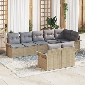 vidaXL Set de canapele pentru grădină cu pernă 8 pcs Bej Rattan poli