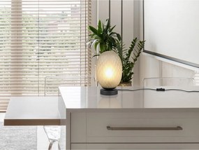 Veioză verde cu abajur din sticlă (înălțime 28,5 cm) Facette – Trio