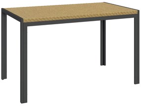 Outsunny Masă de grădină rectangulară 4 persoane din oțel și blat din rășină imitând răchita PE, dim. 120L x 70l x 72Î cm | Aosom Romania