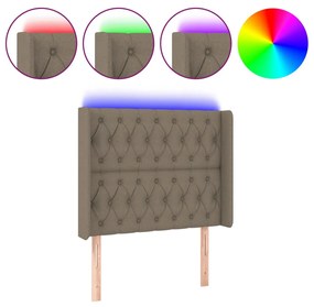 vidaXL Tăblie de pat cu LED, gri taupe, 93x16x118/128 cm, textil
