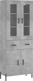vidaXL Dulap înalt, gri beton, 69,5x34x180, lemn compozit