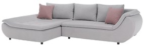 Set canapea, gri deschis / roz pudră, material textil, stânga, BRATO
