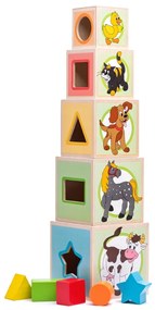 Turn cu 5 cuburi Woody Animale, 10,6 x 41 cm