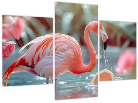 Tablou - Flamingo în iaz (90x60 cm)