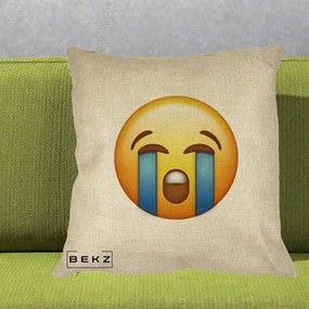 Perna Decorativa Emoji Plange, 40x40 cm, Crem, Husa Detasabila, Perna Inclusa, BEKZ®