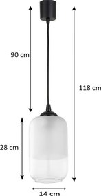 Brilagi - lustră LED pe cablu RETRO GLASS 1xE27/60W/230V Ø 14 cm negru/alb