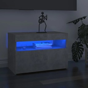 Comodă tv cu lumini led, gri beton, 60x35x40 cm