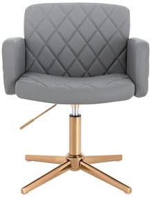 HR802CROSS Scaun Gri din Piele Ecologica cu Bază Aurie