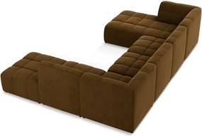 Colțar galben muștar cu tapițerie din catifea (în formă de "U") Aloha – Makamii