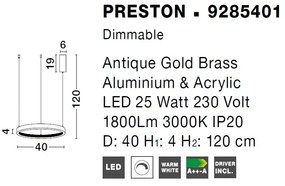 Lustra LED dimabila, design modern PRESTON, 40cm
