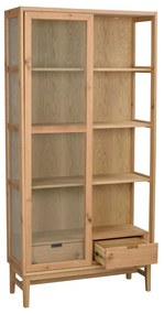 Vitrină natural cu aspect de lemn de stejar cu ușă glisantă 100x203 cm Hazelton – Rowico