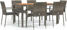 vidaXL Set mobilier de grădină cu perne, 7 piese, gri, poliratan