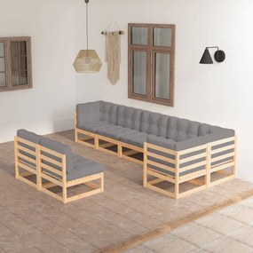 3076664 vidaXL Set mobilier de grădină cu perne, 8 piese, lemn masiv de pin