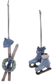 Set 2 ornamente suspendate în formă de patine și schiuri Ego Dekor