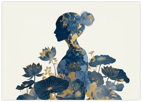 Tablou pe sticlă - Profil de femeie din marmură (70x50 cm)