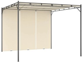 vidaXL Pavilion de grădină cu perdea laterală, crem, 3x3x2,25 m