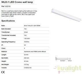 Aplica LED oglinda Baie IP44 stil modern minimalist NILO-1 crom 63318