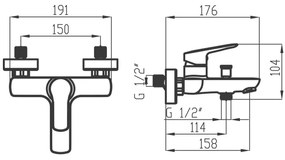Novaservis - Set pentru cadă cu baterie METALIA, crom lucios