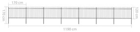 Gard de gradina cu varf sulita, negru, 11,9 x 1,2 m, otel 1, 1.2 m, 11.9 m