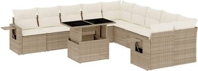 vidaXL Set canapele de grădină cu perne, 11 piese, bej, poliratan