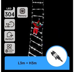 Aigostar - Decorațiune LED de Crăciun 304xLED/3,6W/230V/8 funcții 3m IP44 alb rece