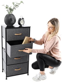 Comodă cu sertare din material textil PALMERA,negru