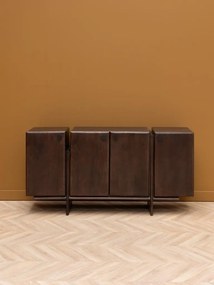Comodă din lemn de mango și metal, cu 4 uși, maro antichizat, finisaj mat, 160×40×80, „Mogadi"