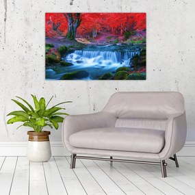 Tablou - Cascada în pădurea roșie (90x60 cm)
